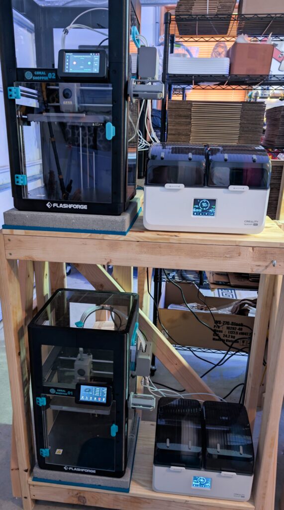 One Row of the 3d Printer Setup for Coral Shopper